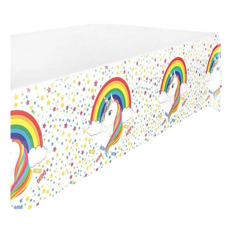 Mantel Unicornio & Arcoíris 180x109 Cm Para Cumpleaños - Louicid