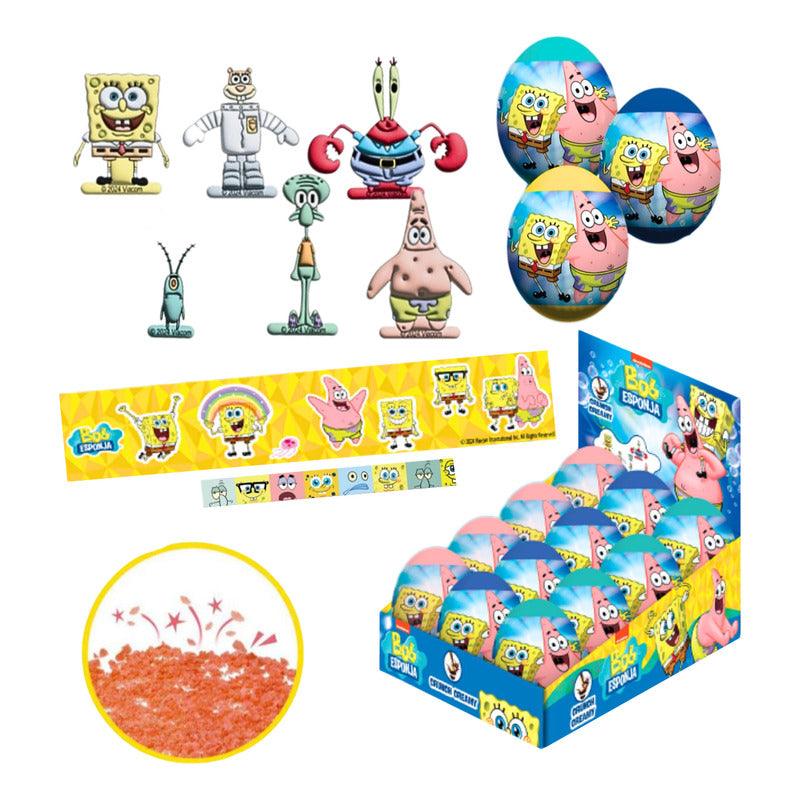 Pack 12 Huevos Sorpresa Bob Esponja 2d Con Stickers Y Caramelo - Louicid