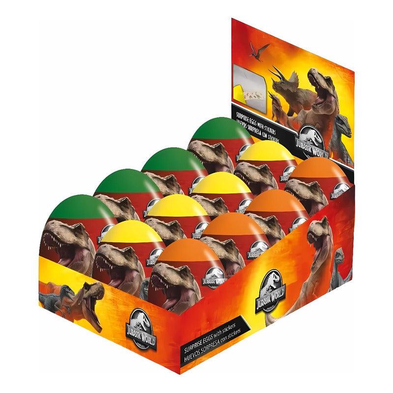 Pack 12 Huevos Sorpresas Jurassic World Dinosaurio 2D Y Stickers - Louicid