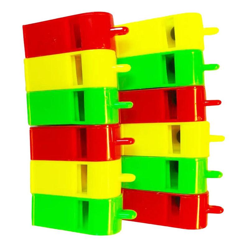 Pack De 12 Pitos Tricolor Sorpresa Para Cumpleaños Infantil - Louicid