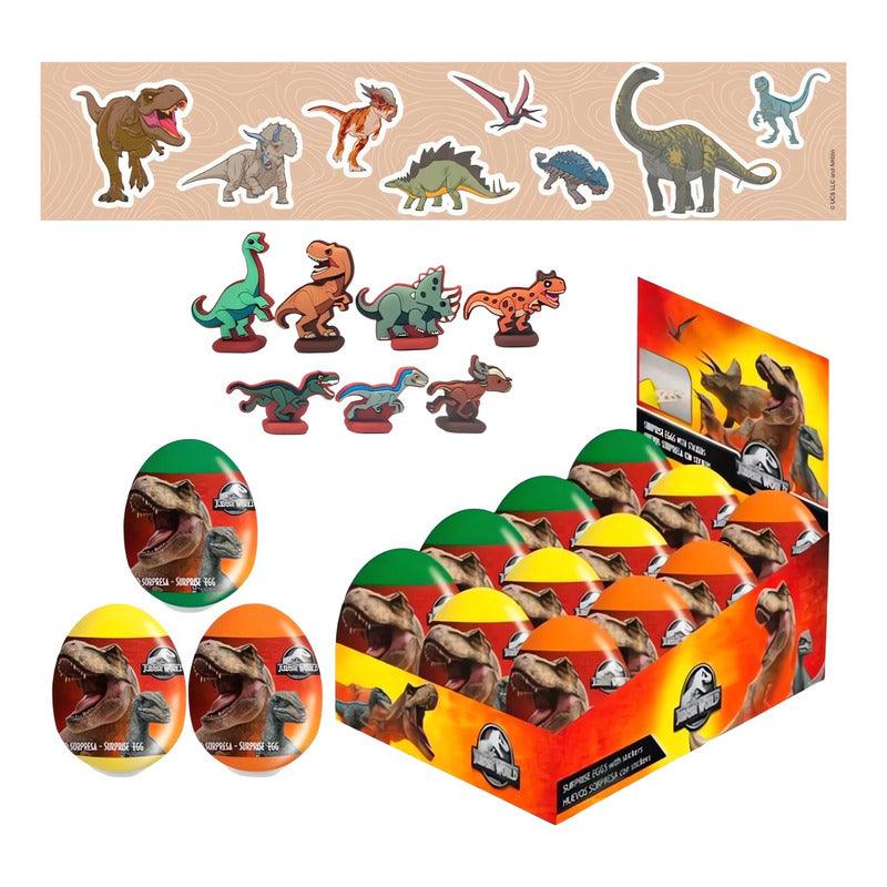 Pack 12 Huevos Sorpresas Jurassic World Dinosaurio 2D Y Stickers - Louicid