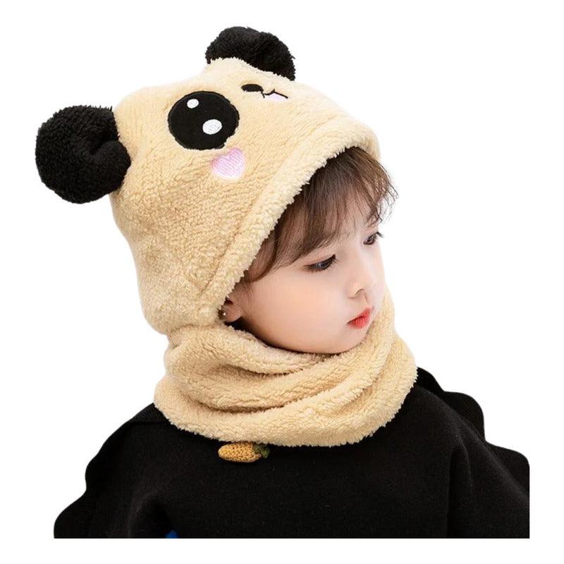 Pasamontaña De Felpa Oso Panda Gorro Con Cuello Infantil - Louicid