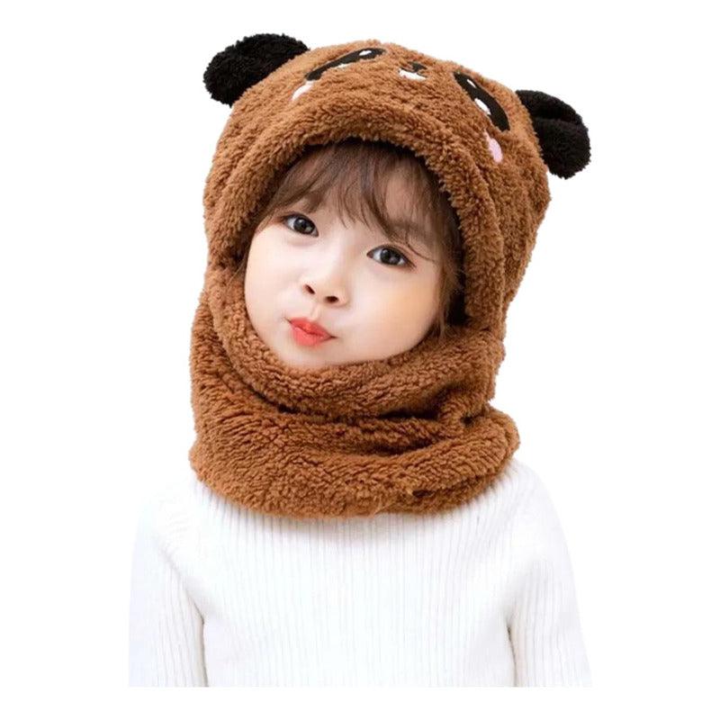 Pasamontaña De Felpa Oso Panda Gorro Con Cuello Infantil - Louicid
