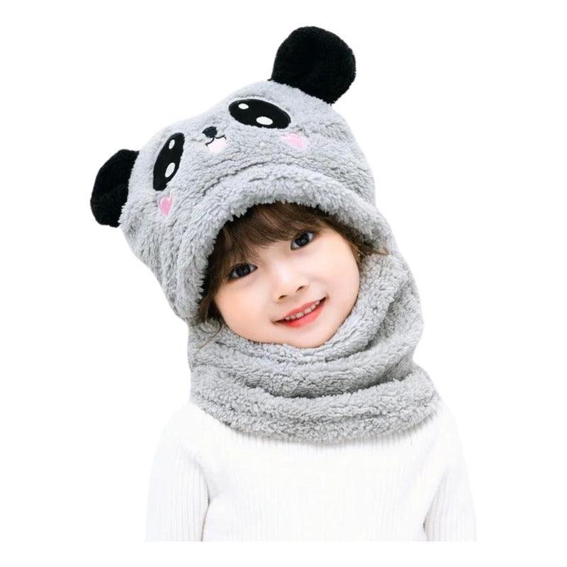 Pasamontaña De Felpa Oso Panda Gorro Con Cuello Infantil - Louicid