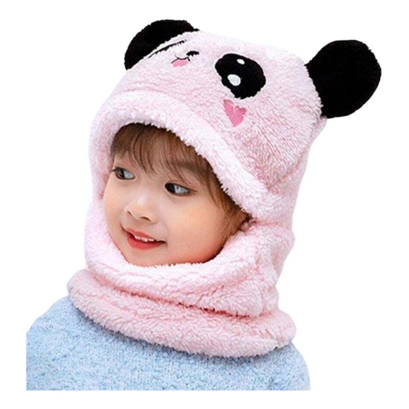 Pasamontaña De Felpa Oso Panda Gorro Con Cuello Infantil - Louicid