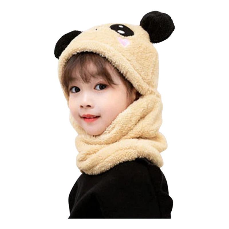 Pasamontaña De Felpa Oso Panda Gorro Con Cuello Infantil - Louicid