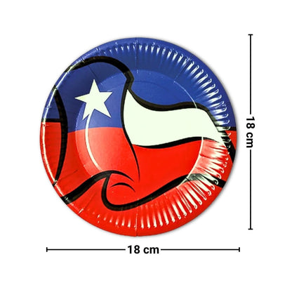 Platos Bandera Chilena 18cm Fiestas Patrias Medidas - Louicid