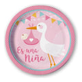 Platos De Cartón Baby Shower 6 Uds Es Una Niña Rosado - Louicid