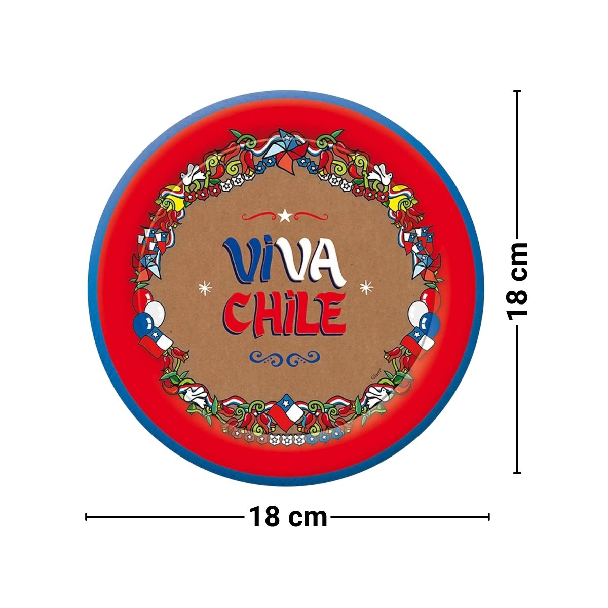 Set 6 Platos De Cartón Viva Chile Para Fiestas Patrias Medidas - Louicid