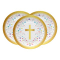 Set 6 Platos Religiosos Con Cruz Dorada Para Primera Comunión - Louicid