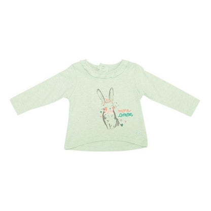 Polera De Bebé Niña Manga Larga Conejo Celeste Agua - Louicid