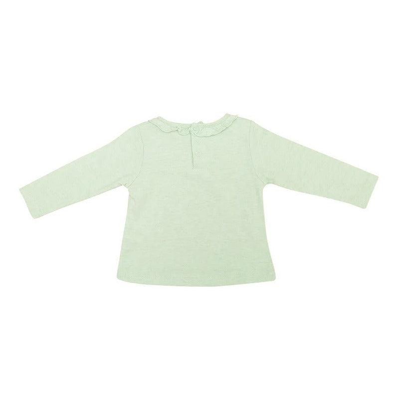 Polera De Bebé Niña Manga Larga Conejo Celeste Agua - Louicid