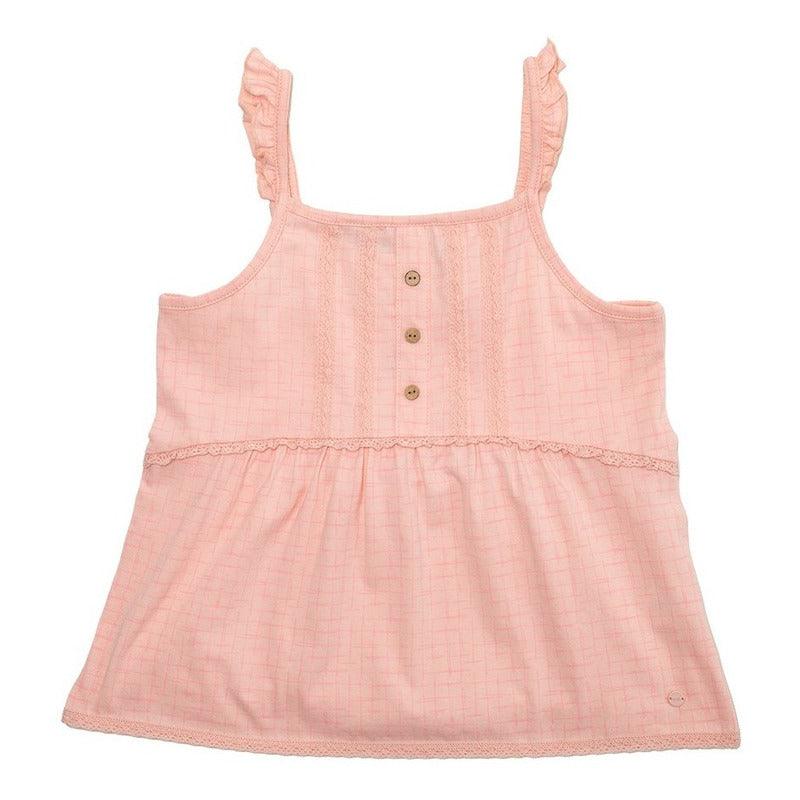 Polera De Niña Sin Manga Estampado Cuadrillé Delgado - Louicid