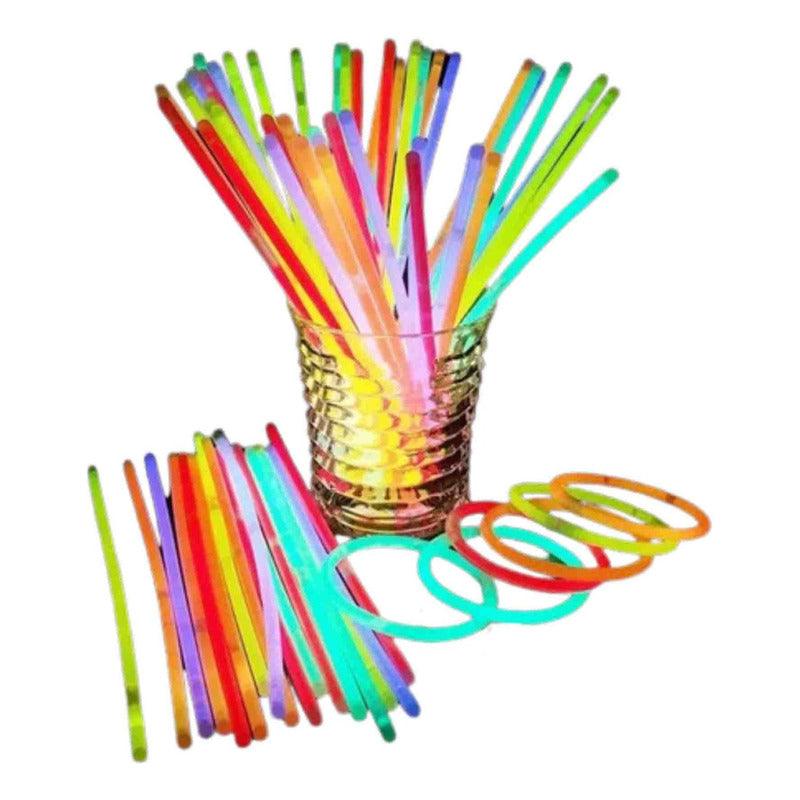 Pack 100 Pulseras Flúor Neón Tik Tok Brillan En Oscuridad - Louicid