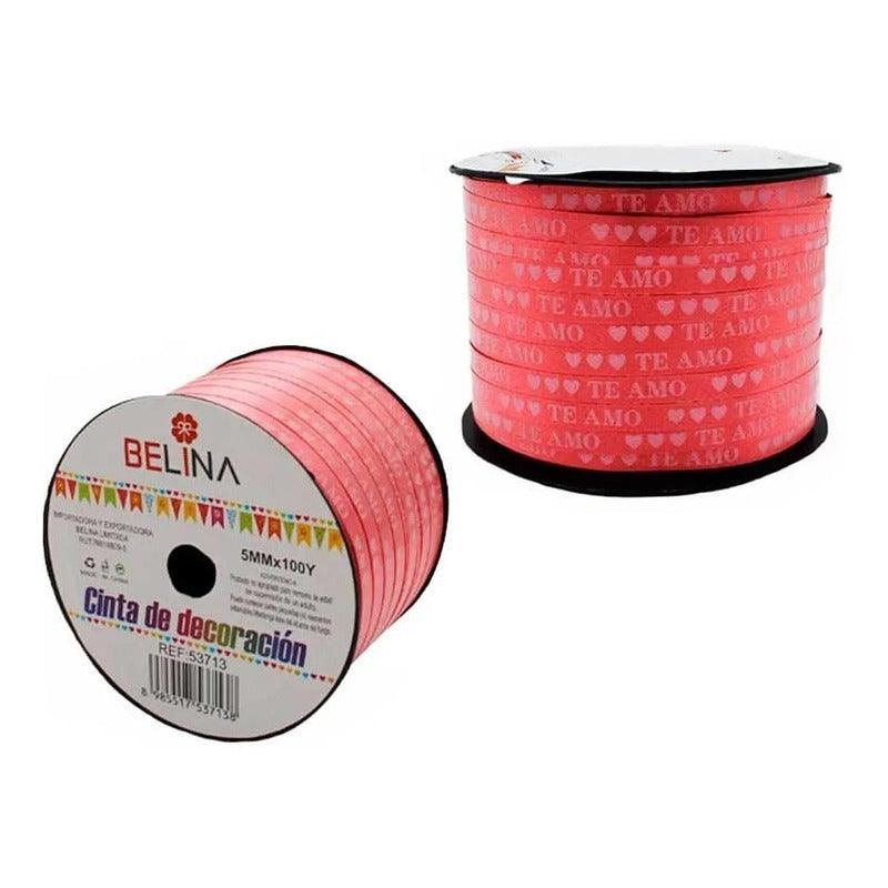 Rollo de cinta decorativa de 90 metros con la frase "Te Amo", ideal para envolver regalos y sorpresas románticas.