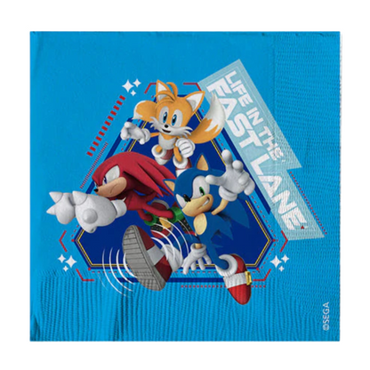 Servilleta individual con diseño de Sonic, perfecta para complementar la decoración de cumpleaños - Louicid