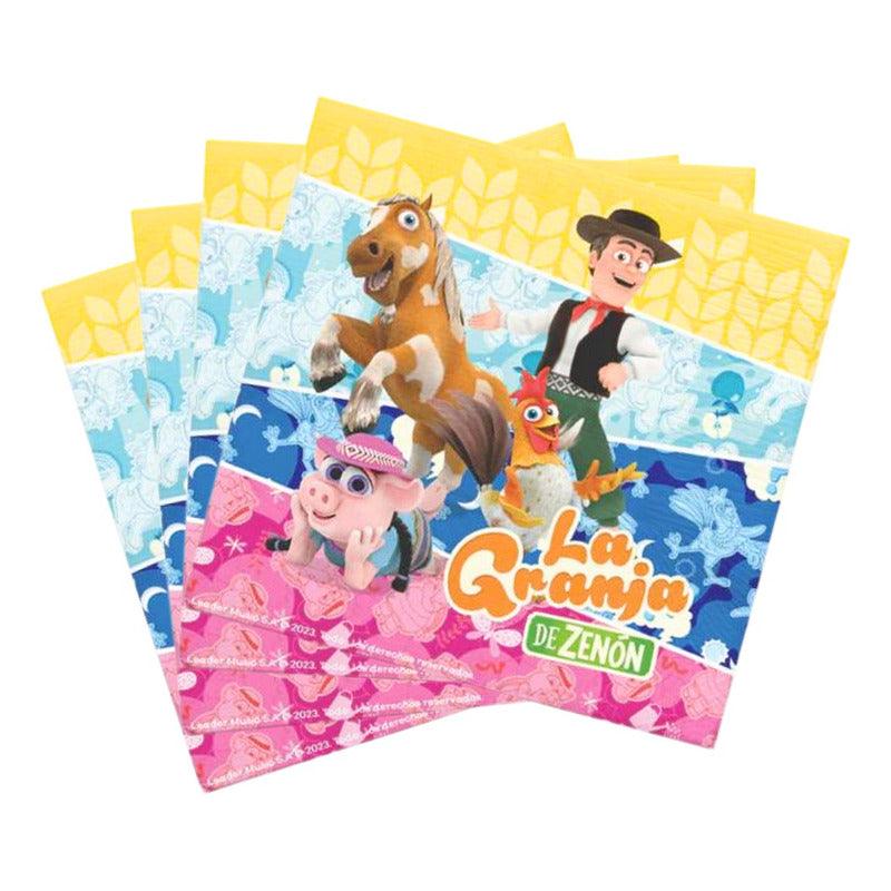 Vista del pack de 12 servilletas de La Granja de Zenón para decoración de cumpleaños - Louicid
