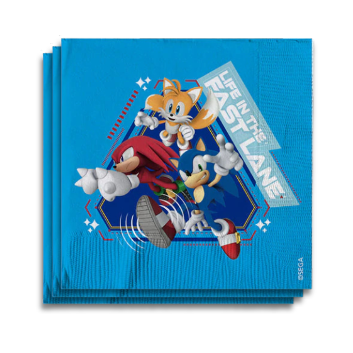 ack de 12 servilletas temáticas de Sonic el Erizo, ideal para decorar mesas en celebraciones infantiles - Louicid