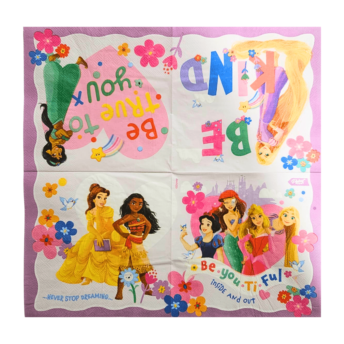 Set 12 Servilletas Princesas Disney 33x33cm Para Cumpleaños - Louicid