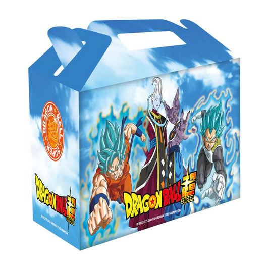 Set de 6 cajas sorpresa Dragon Ball Super ideales para fiestas infantiles temáticas.