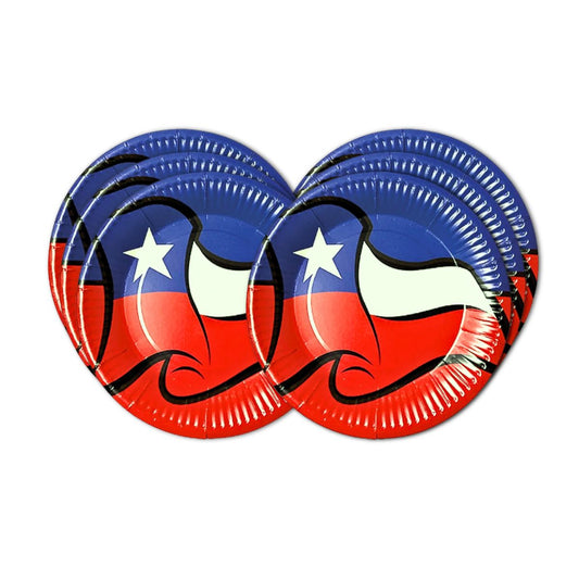 Set 6 Platos Bandera Chilena 18cm Fiestas Patrias - Louicid
