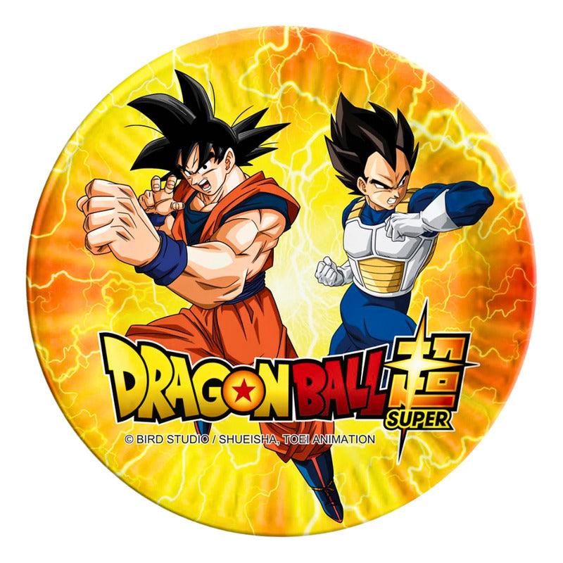Set 6 Platos Cartón Dragon Ball Super 18cm Para Cumpleaños Infantil - Louicid