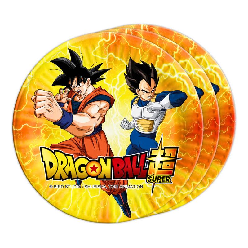 Set 6 Platos Cartón Dragon Ball Super 18cm Para Cumpleaños Infantil - Louicid