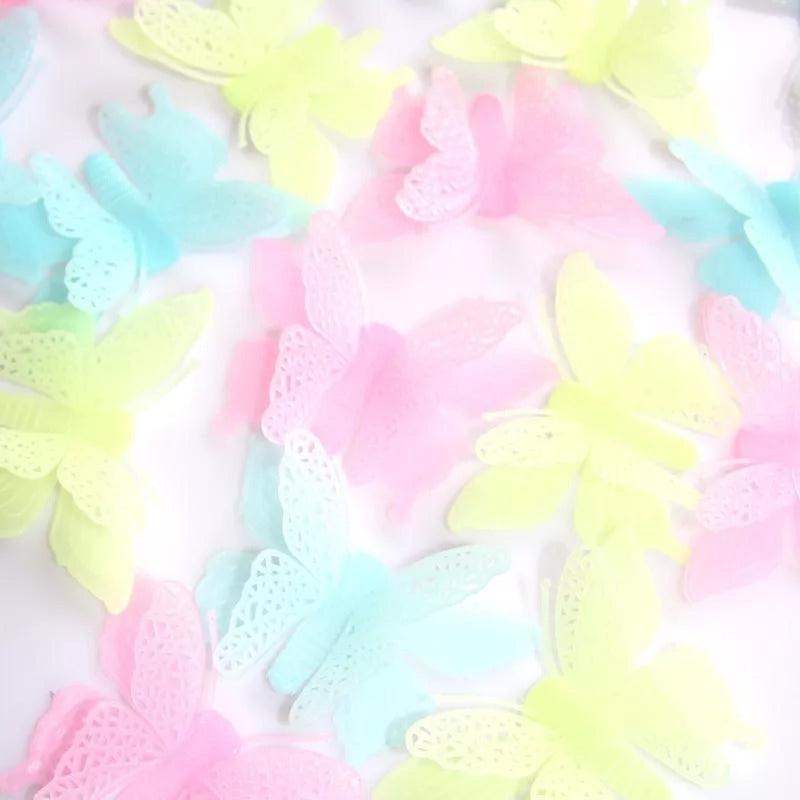 Set 8 Pegatinas Fluorescente Mariposa Brillan En La Oscurida - Louicid