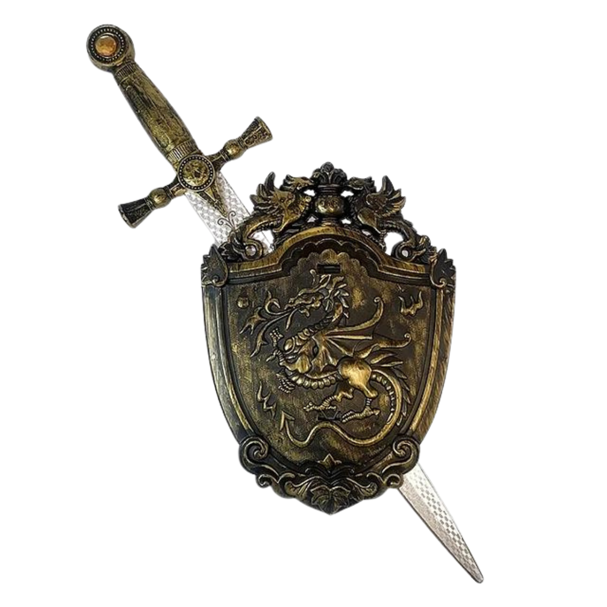 Set Espada Y Escudo Dragón 48cm Disfraz Para Niños - Louicid