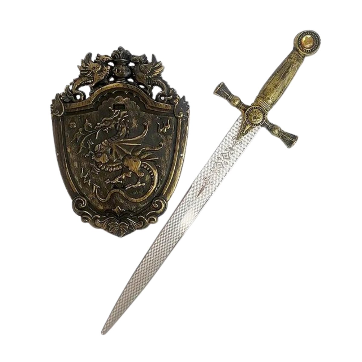 Set Espada Y Escudo Dragón 48cm Disfraz Para Niños - Louicid