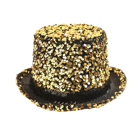 Sombrero De Copa Con Lentejuelas Doradas Disfraz Para Niños - Louicid