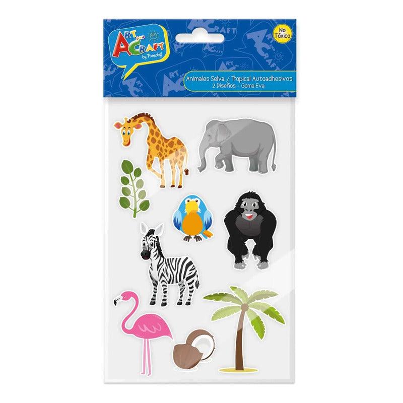 Stickers Figura De Animales De La Selva Goma Eva Con Adhesivo - Louicid