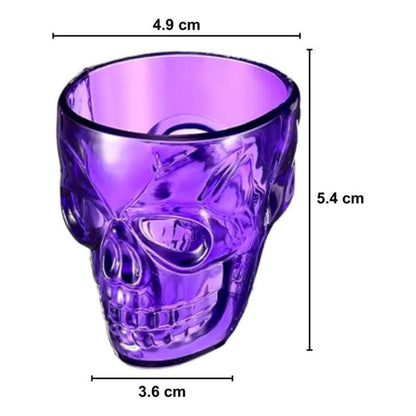 Vaso calavera morado con medidas, estilo vibrante para celebraciones de Halloween - Louicid