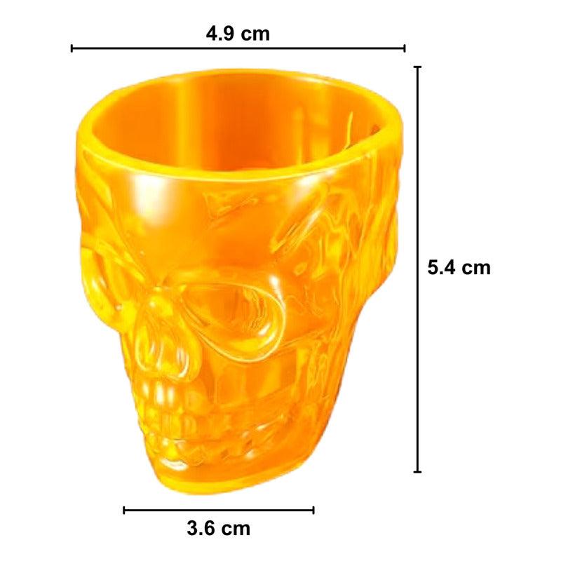 Vaso calavera color naranjo con medidas, acento llamativo para fiestas temáticas - Louicid