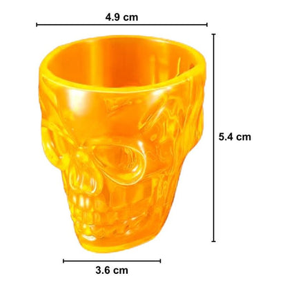 Vaso calavera color naranjo con medidas, acento llamativo para fiestas temáticas - Louicid