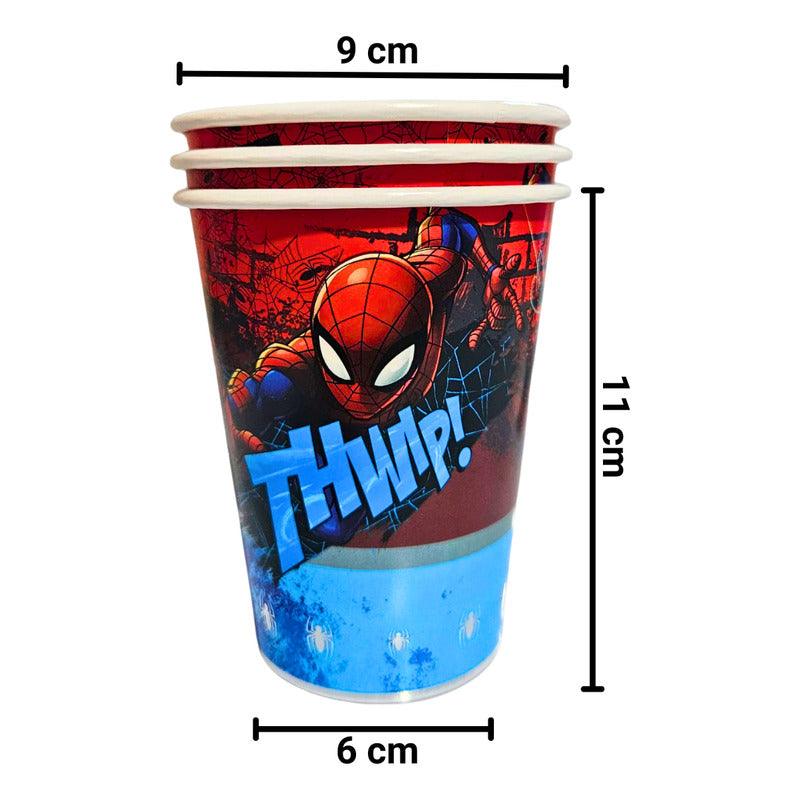 Vaso Spiderman con medidas visibles, capacidad de 355cc, ideal para fiestas y eventos - Louicid