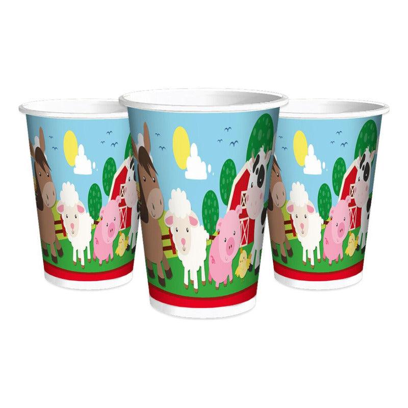 Set 6 Vasos Animalitos La Granja Para Cumpleaños - Louicid