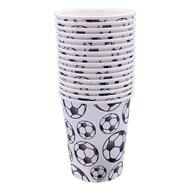 Vasos De Cumpleaños Futbol 6 unidades Blanco Negro - Louicid