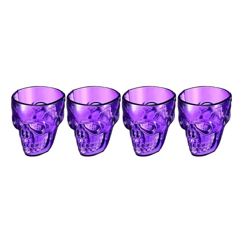 Pack de vasos shot en tono morado, diseño calavera para Halloween - Louicid