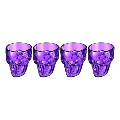 Pack de vasos shot en tono morado, diseño calavera para Halloween - Louicid