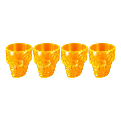 Set de vasos shot calavera en color naranjo, llamativos para decoración de fiesta - Louicid