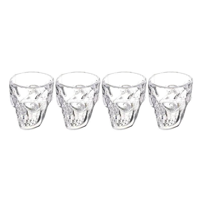 Pack de vasos shot calavera en color transparente, ideal para bebidas decorativas - Louicid