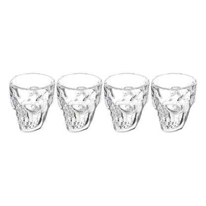 Pack de vasos shot calavera en color transparente, ideal para bebidas decorativas - Louicid