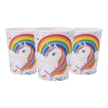 Set de 6 vasos con diseño de unicornio y arcoíris, ideal para decorar fiestas infantiles - Louicid